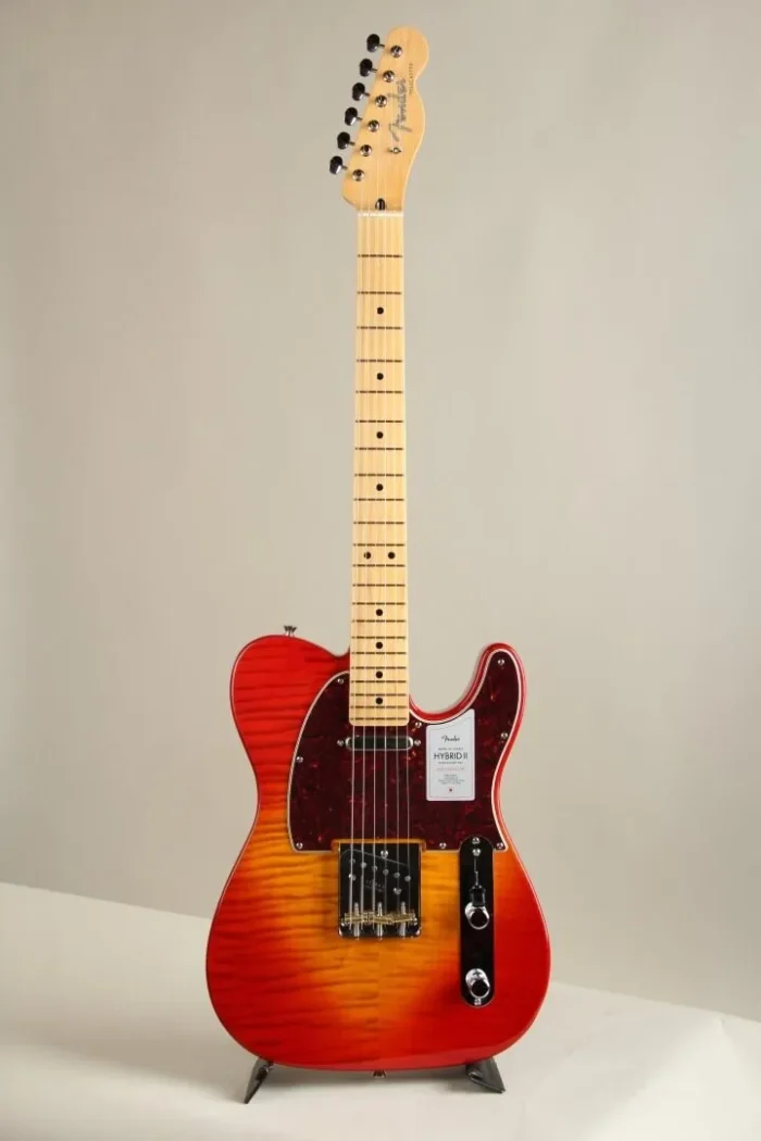 Fender 2024 Collection Made in Japan Hybrid II Telecaster Flame Sunset Orange Transparent - Image 1