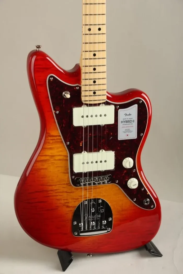 Fender 2024 Collection Made in Japan Hybrid II Jazzmaster Flame Sunset Orange Transparent - Image 6