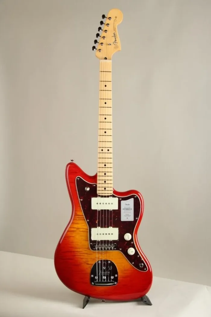 Fender 2024 Collection Made in Japan Hybrid II Jazzmaster Flame Sunset Orange Transparent - Image 1